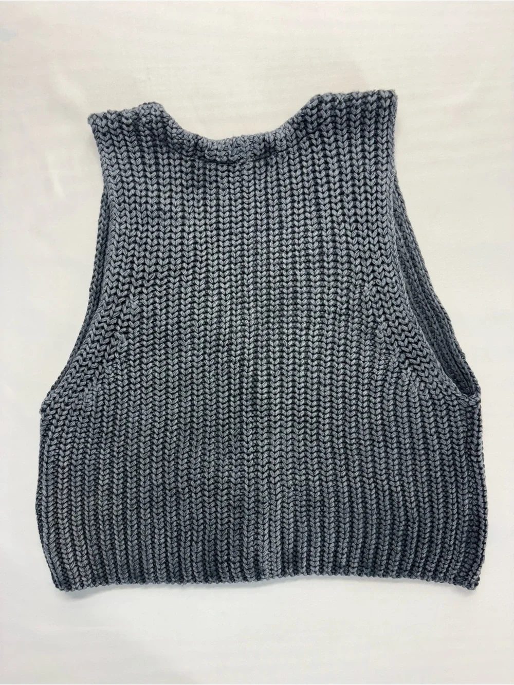 Free People Gray Chunky Knit Button Front Vest Size S